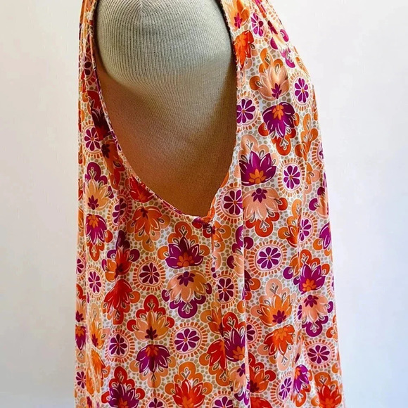 NWT CROFT & BARROW Women Sleeveless Pullover Keyhole Neckline Floral Shirt Sz XL - Picture 5 of 13